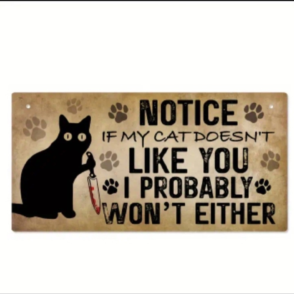 Charming Cat Sign - Black and Tan